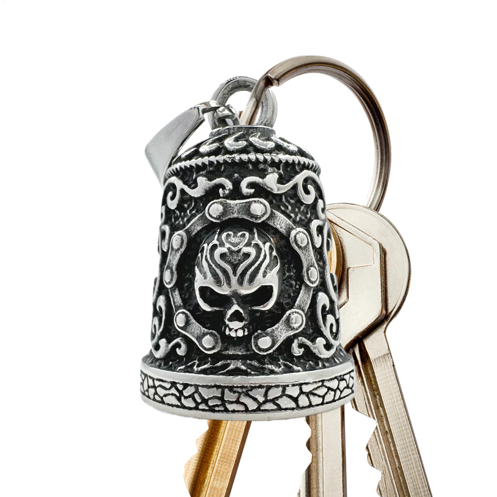 Motorcycle Chain - Breloque cloche tête de mort pour