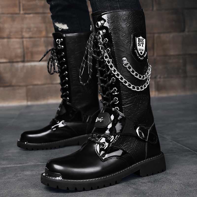 Motorcycle Chain - Bottes montantes décontractées pour hommes, grandes