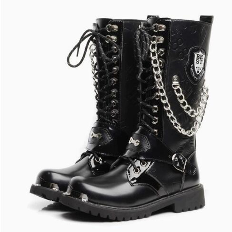 Motorcycle Chain - Bottes de moto pour hommes, mi-mollet,